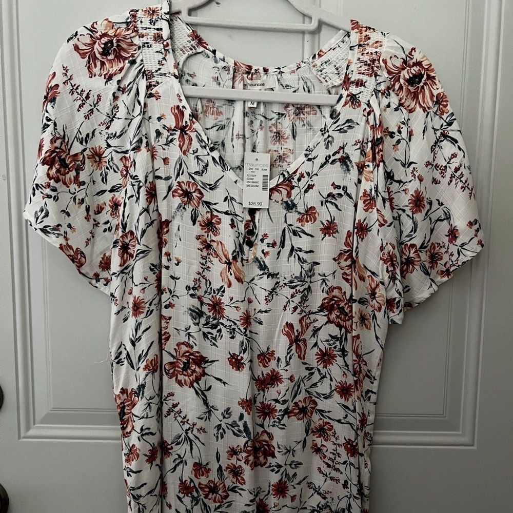 Floral flutter sleeve top